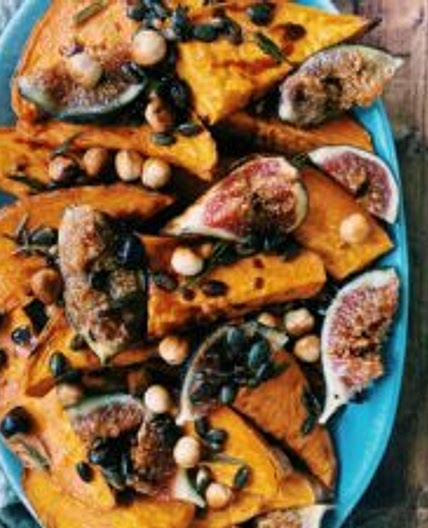 Vegan Fall Salad With Roasted Sweet Potatoes, Hazelnuts & Figs