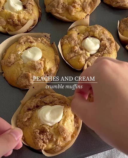 Peaches and cream crumble muffins