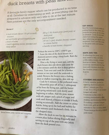 Duck breasts with pea and mint