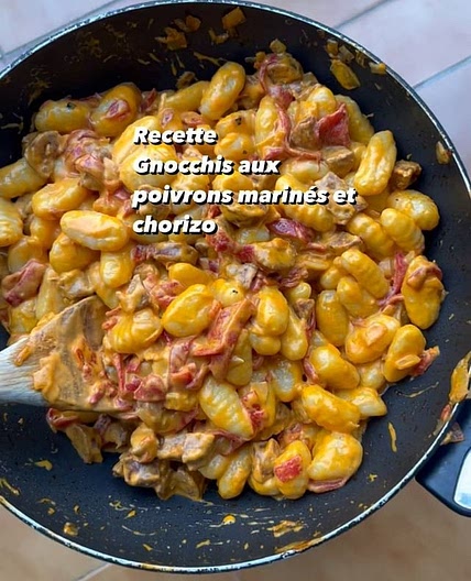 Gnocchis aux poivrons marinés et chorizo ✌🏼😍