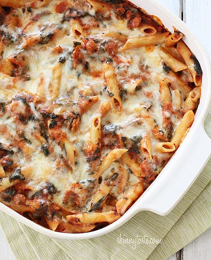 Baked Pasta with Sausage and Spinach