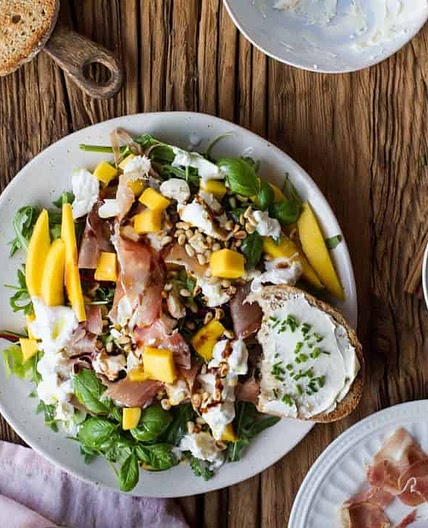 Prosciutto Salad with Mango and Burrata
