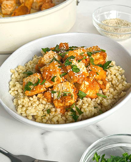 Sticky & Spicy Garlic Harissa Tofu