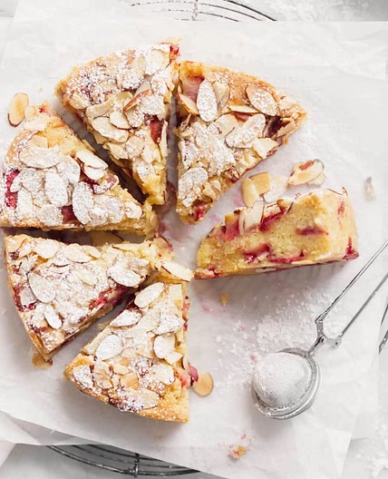 Strawberry almond tea cake
