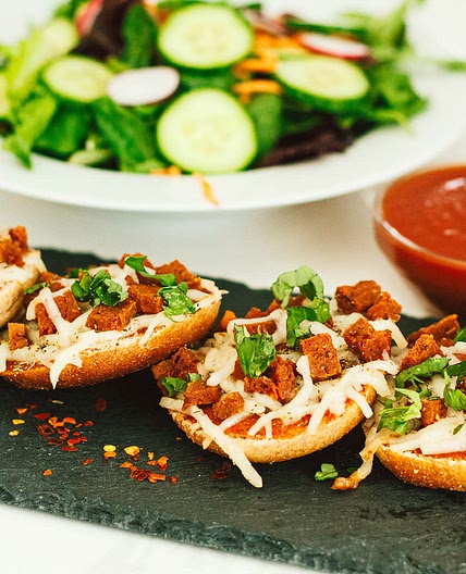 Whole Wheat Vegan Pepperoni Pizza Bagels
