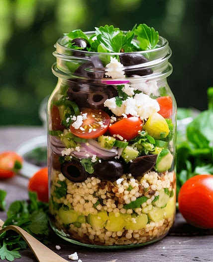 Mediterranean Couscous Salad in a Jar