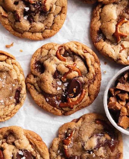 Toffee pretzel chocolate chip cookies 