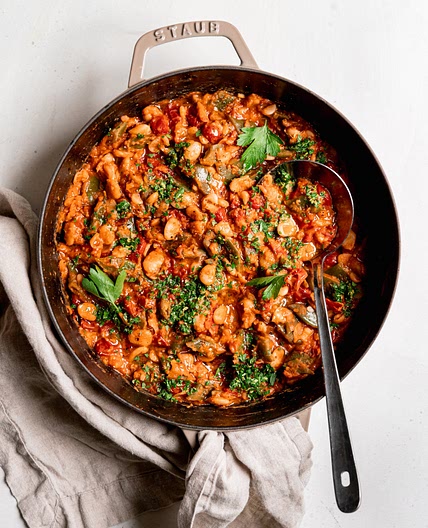Saucy Butter Bean Skillet with Cherry Tomatoes & Gremolata