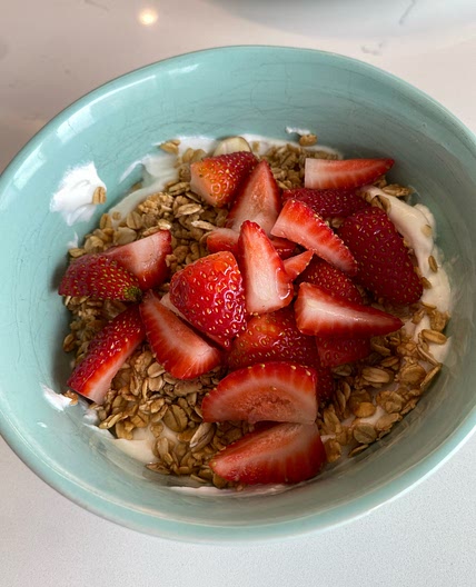Spinach Omelette with a side of yogurt and granola