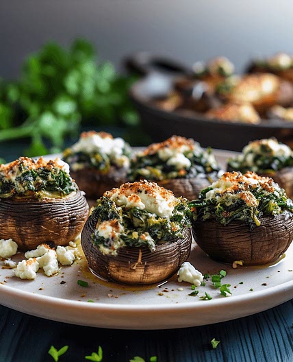 Savory Spinach and Feta Stuffed Mushrooms