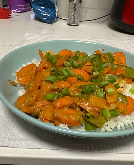 Orange Chicken and garlic ginger rice 