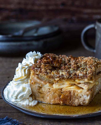 Bourbon Apple Crisp Overnight French Toast Casserole