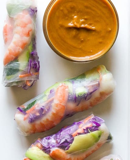 Shrimp Summer Rolls with Peanut Hoisin Dipping Sauce