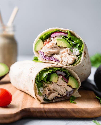 Grilled Chicken Avocado Wrap with Creamy Greek Yogurt Dressing