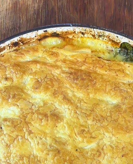 Chicken Leek and bacon pot pie