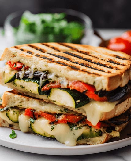 Grilled Veggie Panini with Pesto Mayo