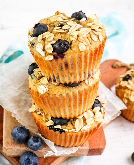 Banana Blueberry Oatmeal Muffins