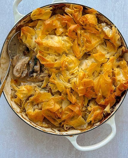Bostock chicken, leek &amp; mushroom filo pie. AD. What better d