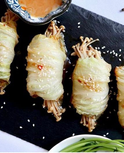 Enoki mushroom Cabbage rolls