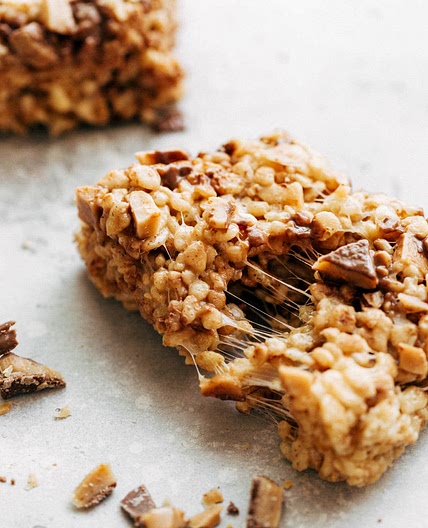 Brown butter Rice Krispie treats with toffee crunch 