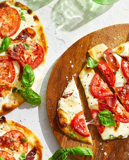 Naan Bread Margherita Pizza with Prosciutto