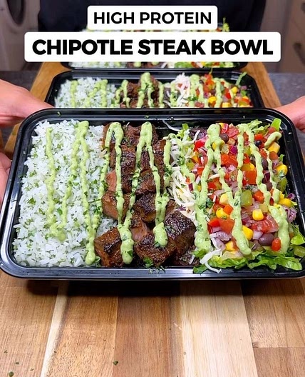 High Protein Chipotle Steak Bowl Meal Prep! All for 500 Calories