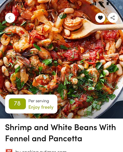 Shrimp and White Beans With Fennel and Pancetta