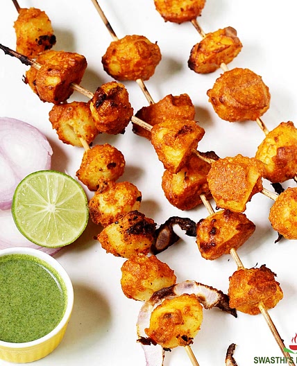 Tandoori Aloo Tikka Recipe (Potato Skewers)