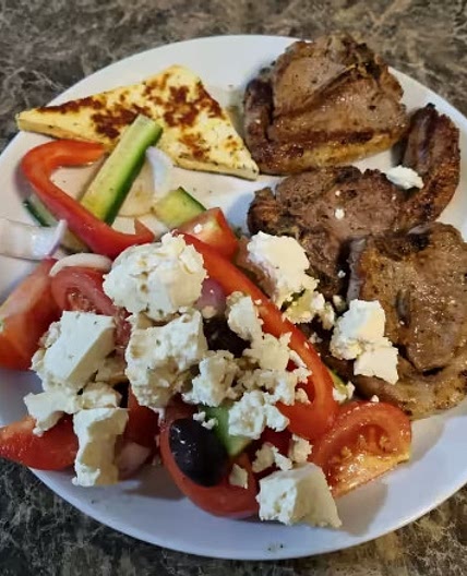 Greek Lamb Chops and Salad