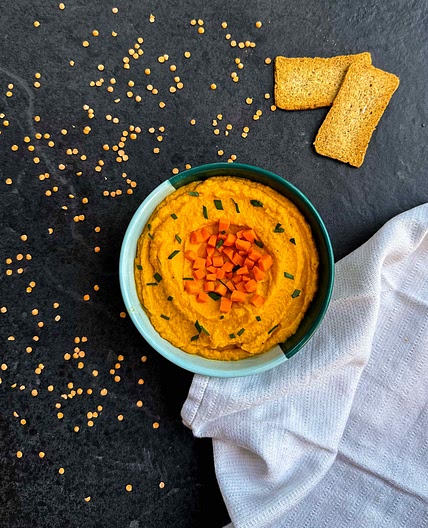Houmous de lentilles corail carottes