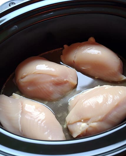 Put chicken in a crock pot and after just 5 minutes of prep, you