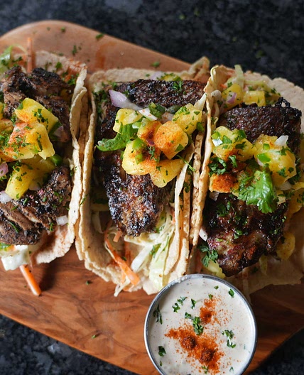 Jerk Red Snapper Tacos W/ Pineapple Salsa