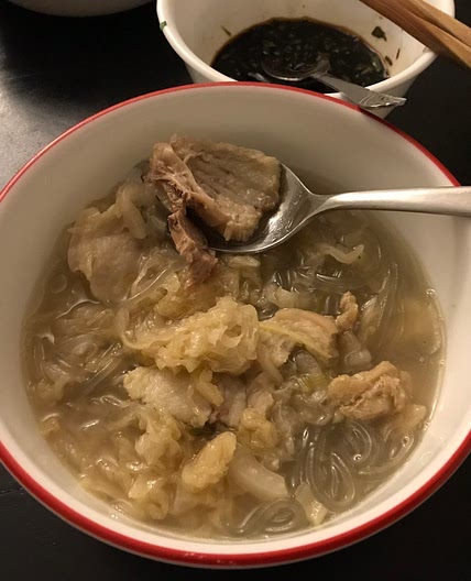 Pork belly and picked cabbage stew