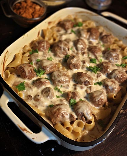 Swedish Meatball Noodle Bake
