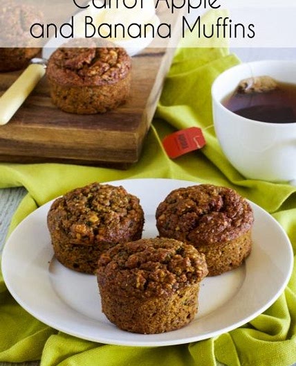 Carrot, apple and banana muffins