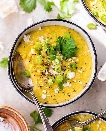 Creamy Corn Soup with Queso Fresco