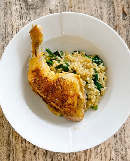 One Pan Lemon and dill risotto with roast chicken