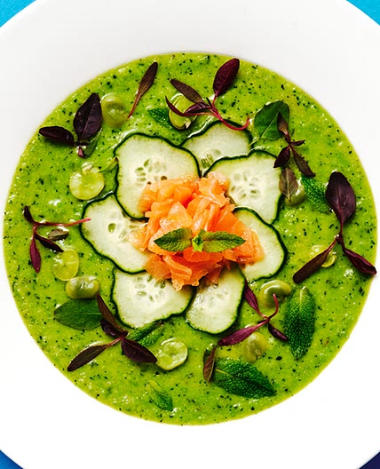 Broad Beans, Garden Peas and Mint Soup with Smoked Salmon | Umami Inspiration