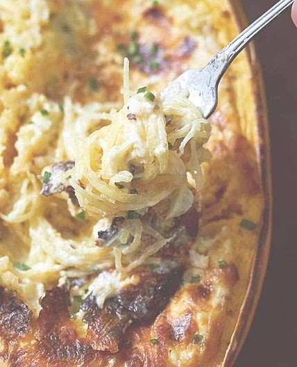 FOUR CHEESE GARLIC SPAGHETTI SQUASH
