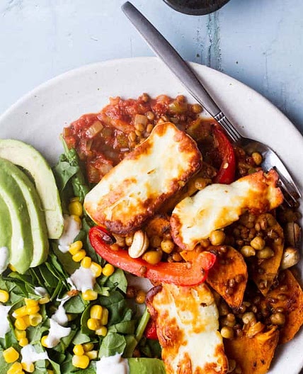 Cajun Halloumi & Sweet Potato Tray Bake