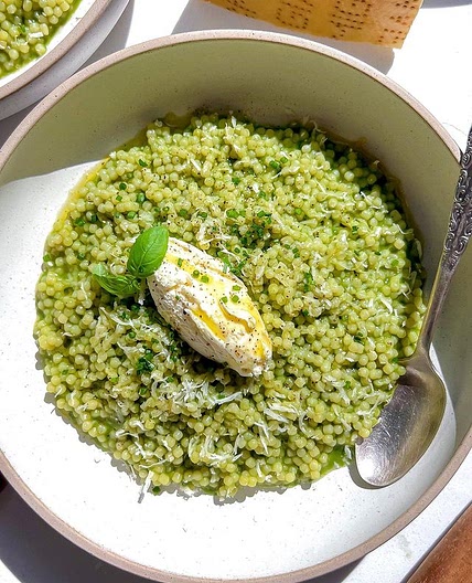 Spinach Basil Pastina (Acini Di Pepe)…so cozy, comes together in