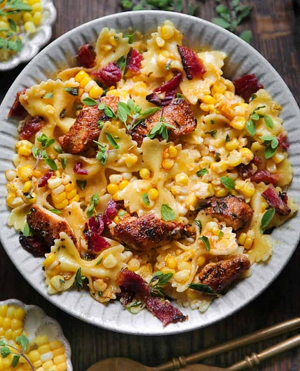 Creamy Chicken and Corn Pasta with Bacon