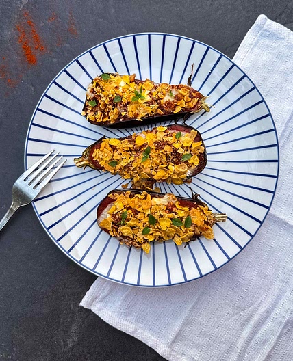 Aubergines farcies croustillantes 