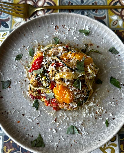 Zucchini Noodles with Tomatoes and Parmesan 