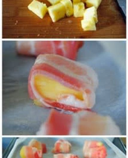 Fruit Skewers Pineapple Wrapped in Bacon FAVORITE