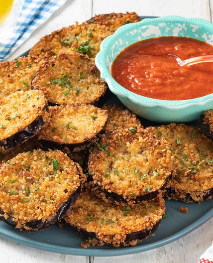 Fried eggplant & ketchup