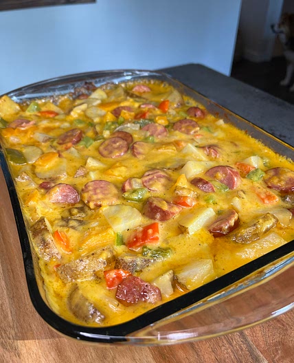 Cheesy Smoked Sausage and Potato Casserole
