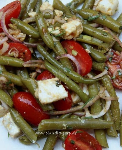 Grüner Bohnensalat mit Tomate und Feta