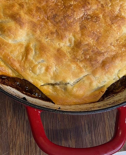 One Pan Curry Beef and Vegetable Pot Pie