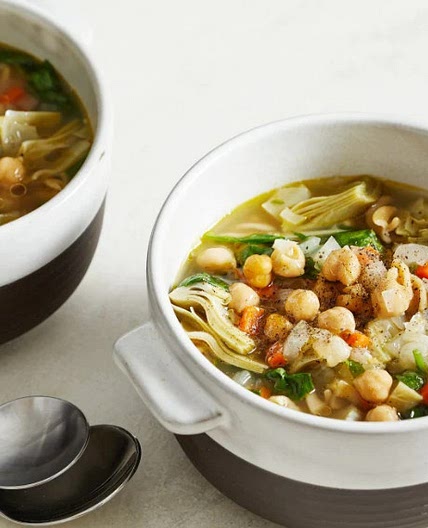 Lemony Chickpea Stew With Pasta and Artichokes - Ellie Krieger